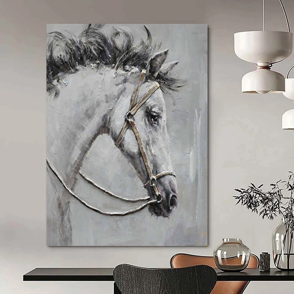“Textured Horse Portrait” – Impasto Oil Painting On Canvas CT2179