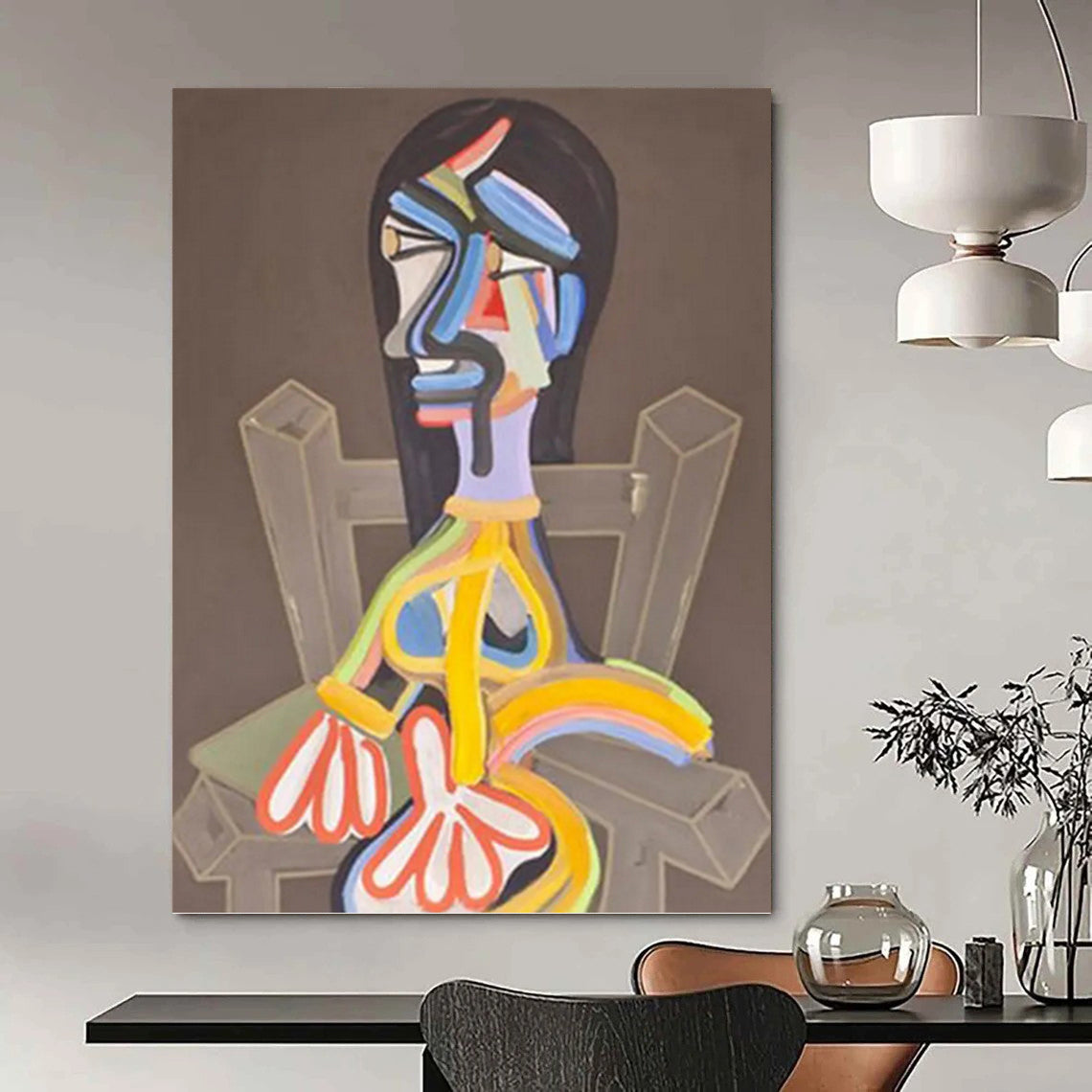 Colorful Abstract Figure - Figurative Painting On Canvas DKH1453