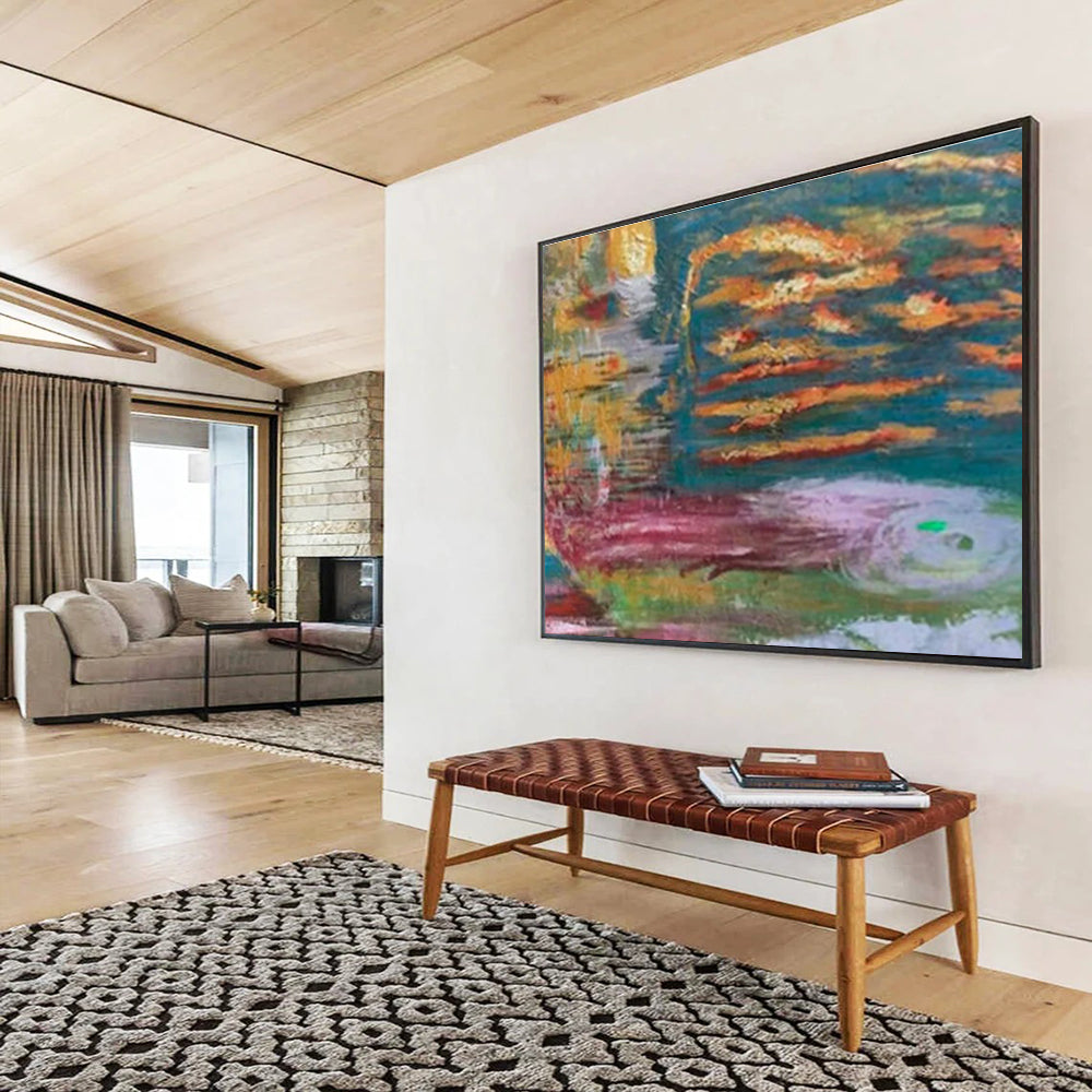 “Colorful Swirling Textures” Abstract Impasto Painting On Canvas DKH371