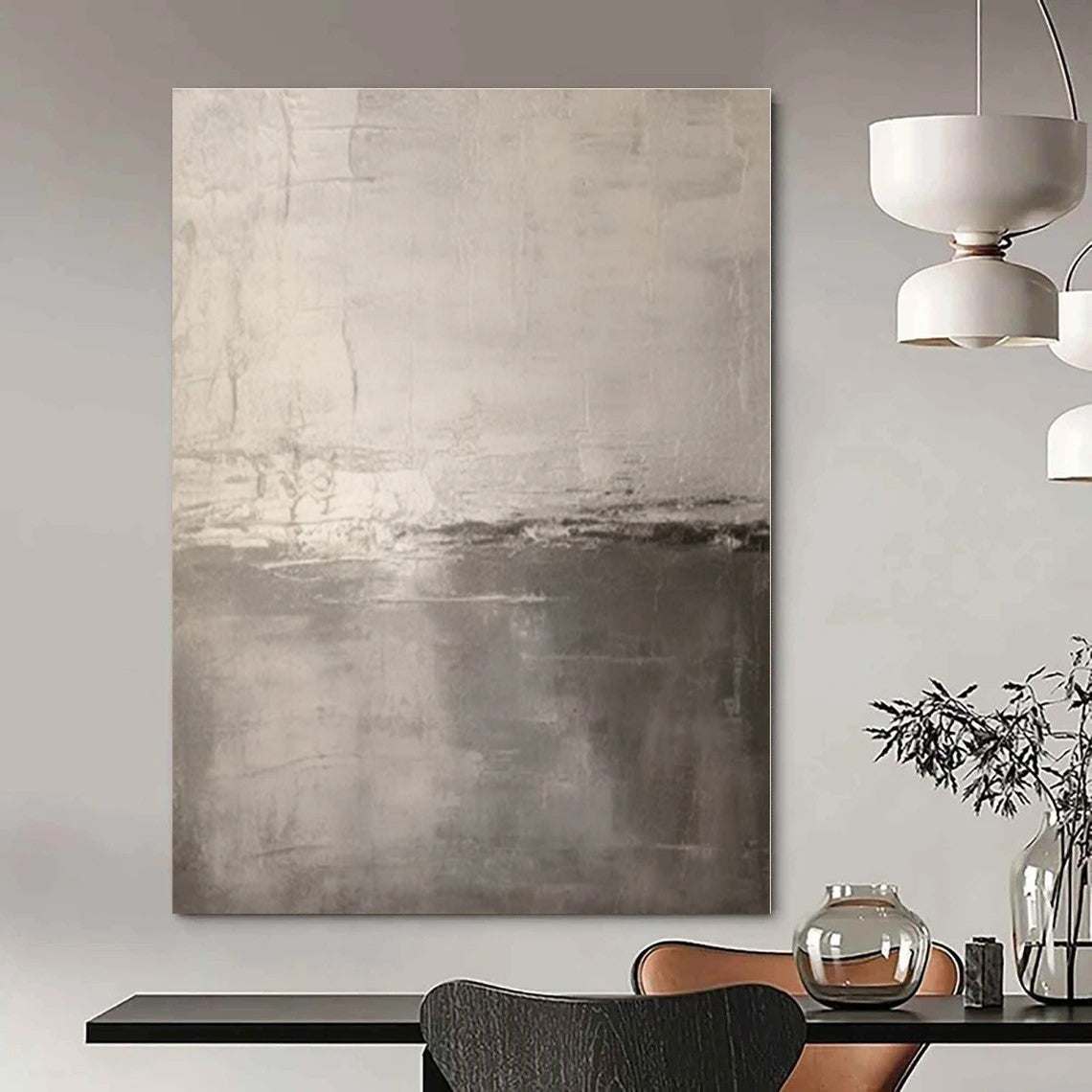 Muted Grey Abstraction - Abstract Minimalist Oil On Canvas CT1331