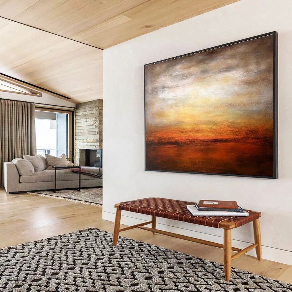 “Warm Sunset Gradient” Abstract Landscape Painting On Canvas DKH343