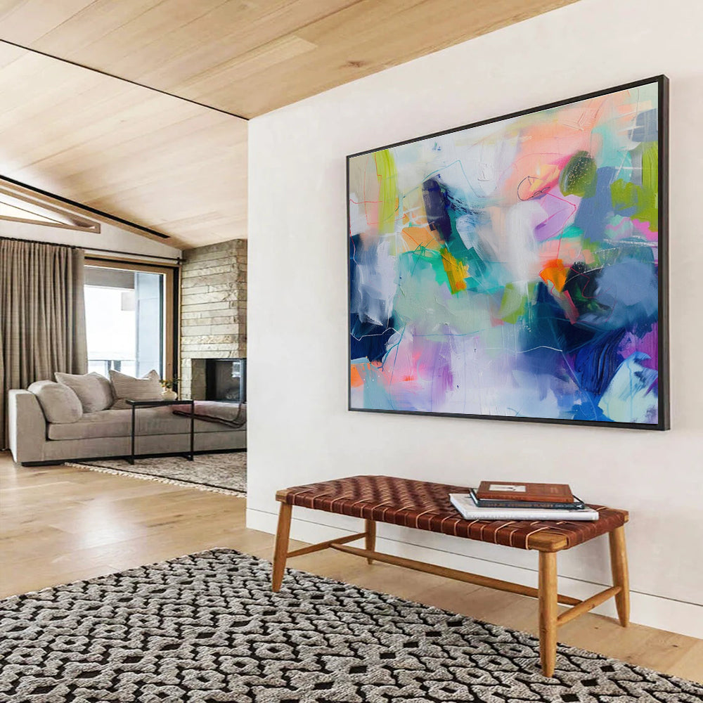 “Colorful Abstract Fusion” Abstract Acrylic Painting On Canvas DKH497