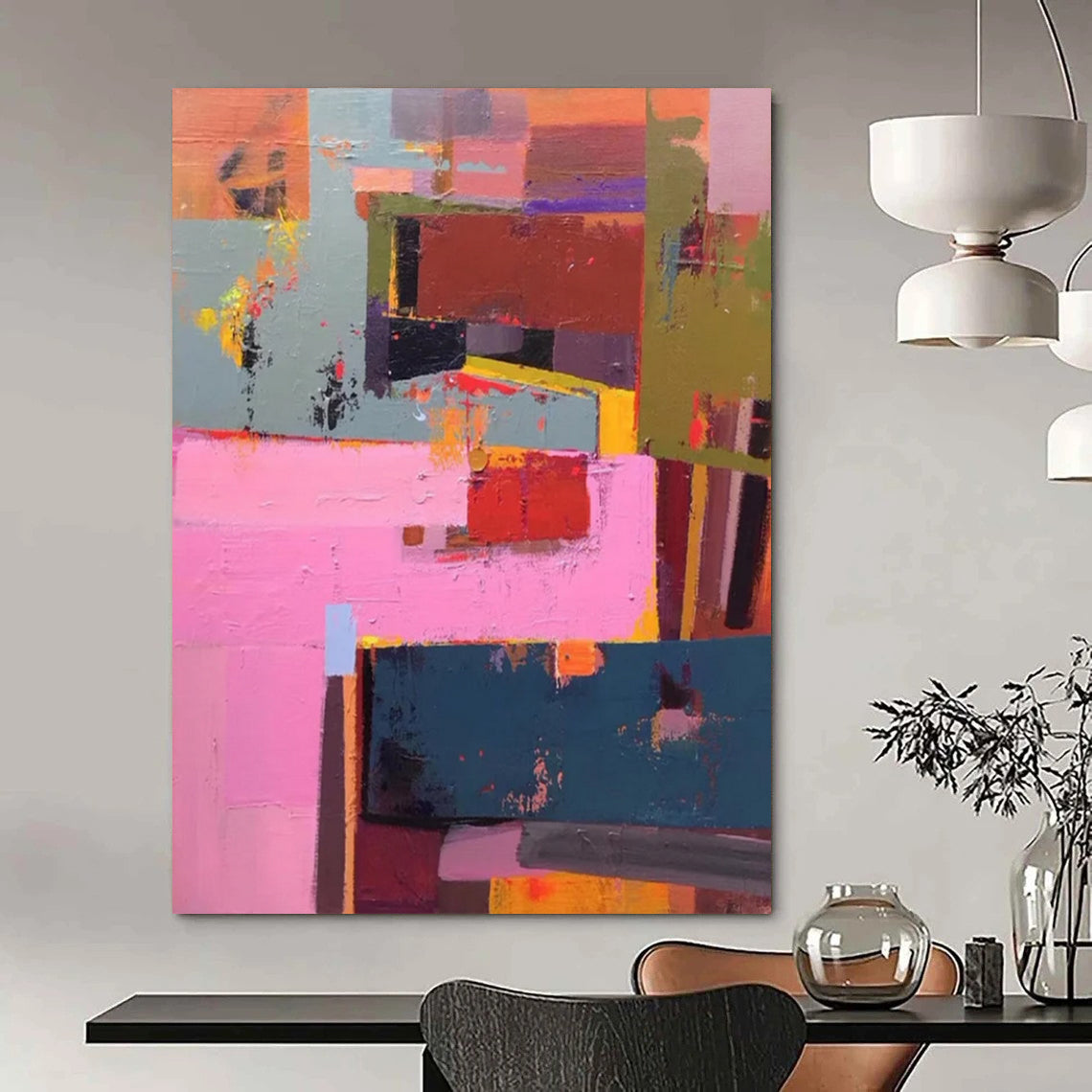 “Colorful Cubist Blocks” - Abstract Cubist - Style Painting On Canvas DTP032