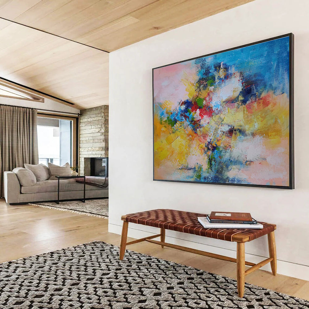 Bold Color Abstract “Joyful Chromatic Explosion” Painting On Canvas DKH118