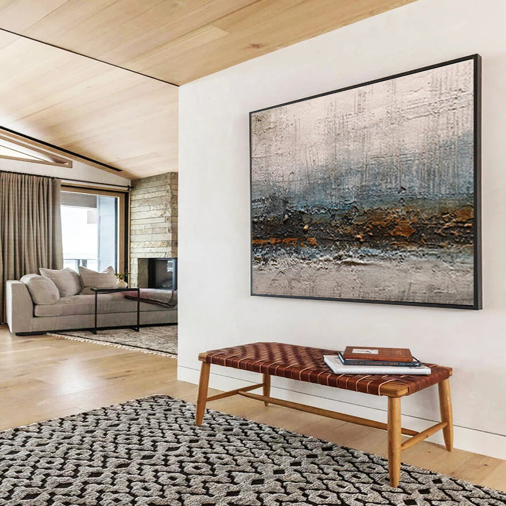 “Textured Neutral Tones” Abstract Mixed - Media Painting On Canvas DKH374