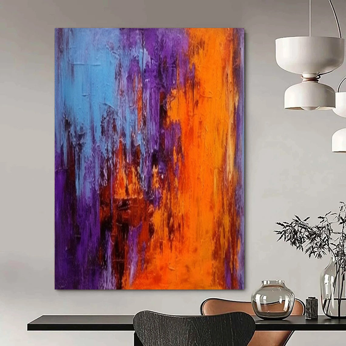 “Purple - Orange - Blue Abstract” - Abstract Expressionist Painting On Canvas DTP075