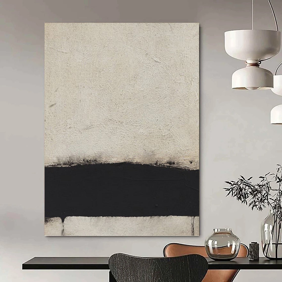 Minimalist Black and White Abstract - Abstract Painting On Canvas DKH1419
