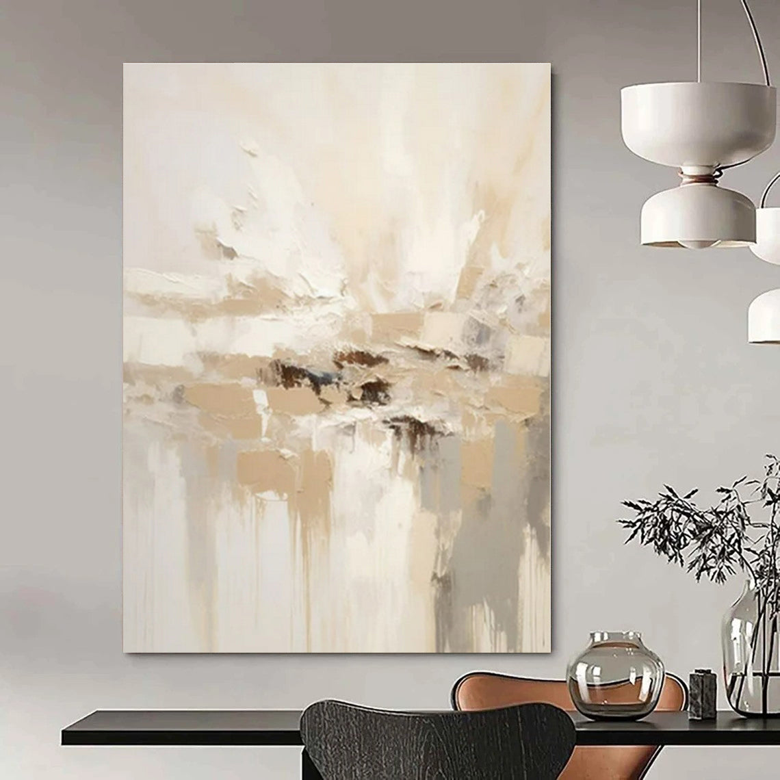 Neutral Tones with Textured Layers - Impasto Abstract Acrylic On Canvas CT1344
