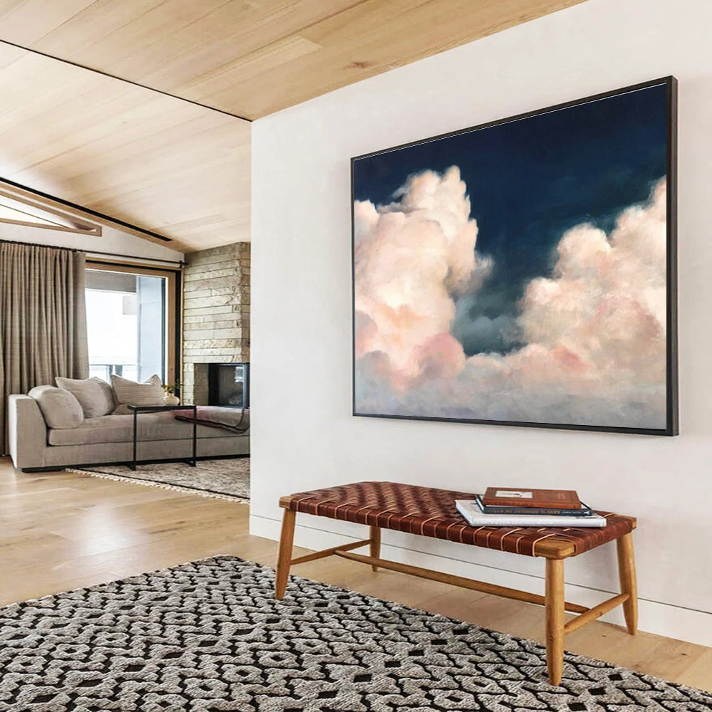 Pink Clouds in Dark Sky Painting On Canvas DKH185