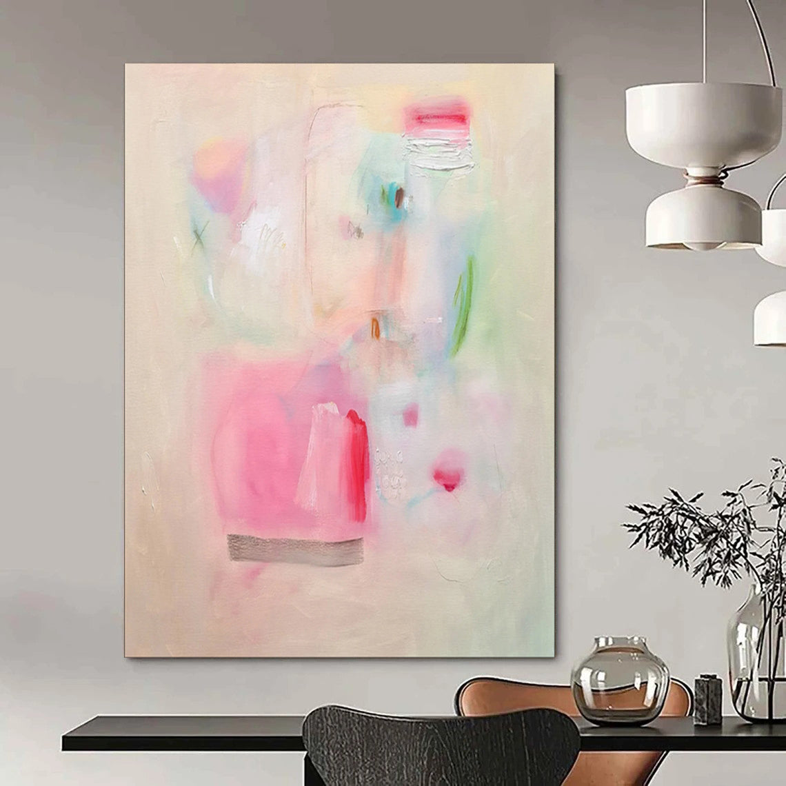 Soft Pastels, Minimal Shapes - "Gentle Whispers" - Abstract Minimalist Painting CT1854