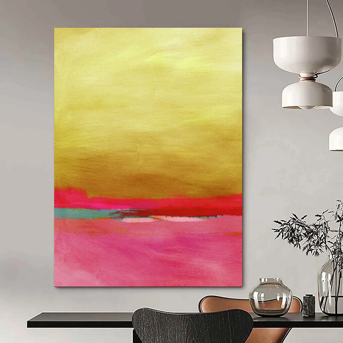 “Gold and Pink Abstract” - Minimalist Abstract Art CT2023
