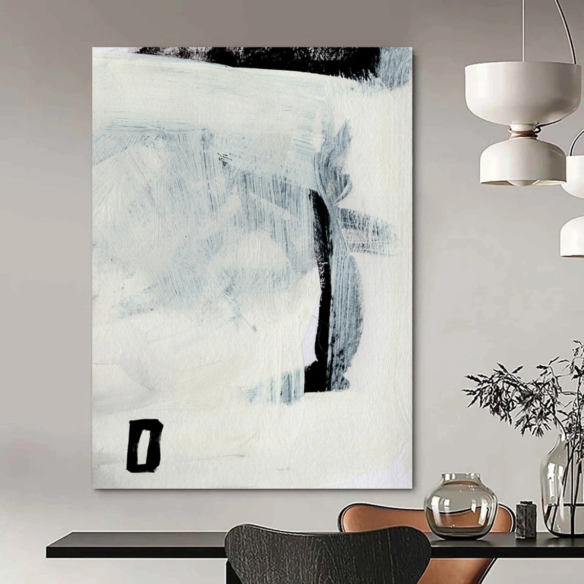 “Minimalist Gray and Black” - Gray and Black Abstract Painting On Canvas DTP204