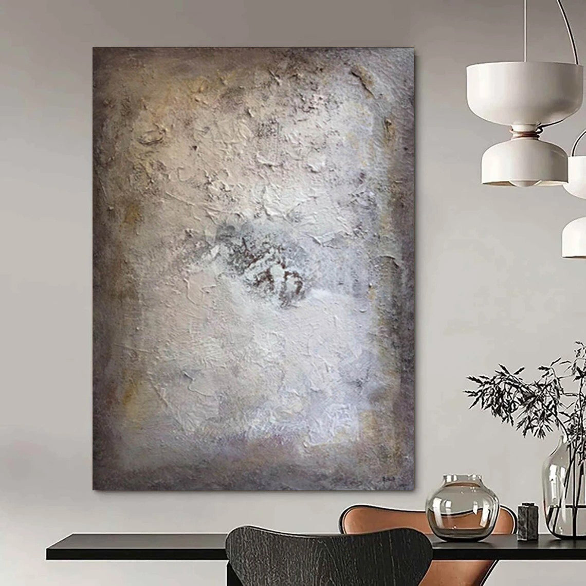 “Textured Neutral Abstract” - Beige, Gray Abstract Painting On Canvas DTP258