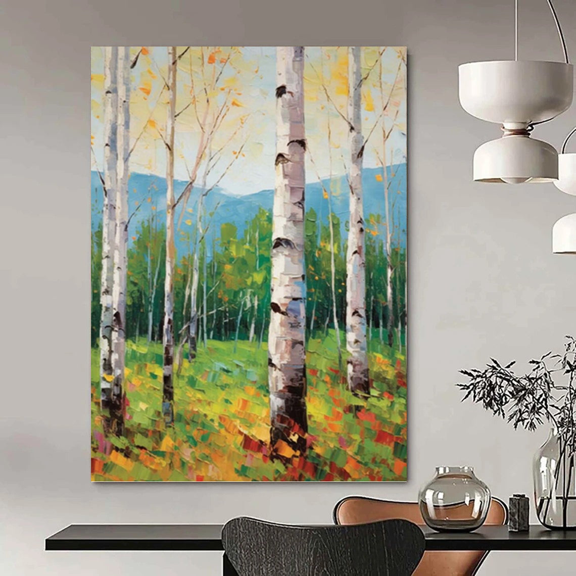 “Aspen Grove in Autumn” - Impressionistic Landscape Painting On Canvas DKH1059