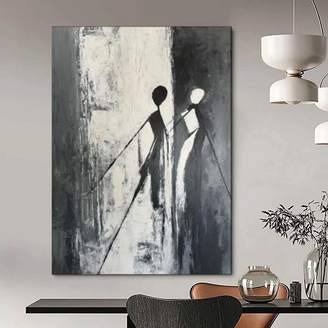 “Silhouettes in Black and White” - Minimalist Figurative Painting CT1996