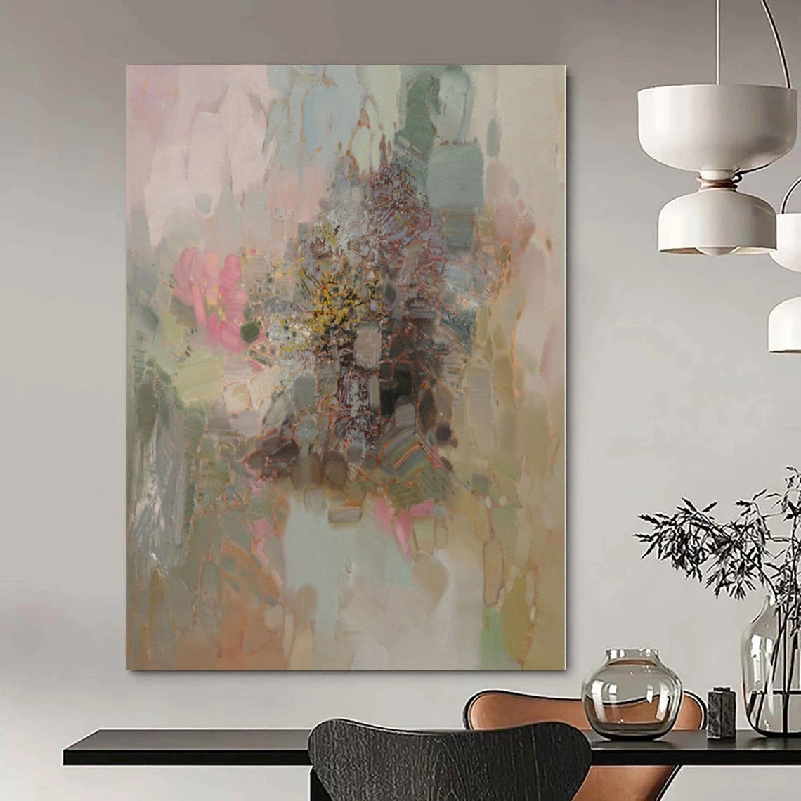 “Soft Colorful Abstract Floral” – Abstract Still Life Painting CT1167