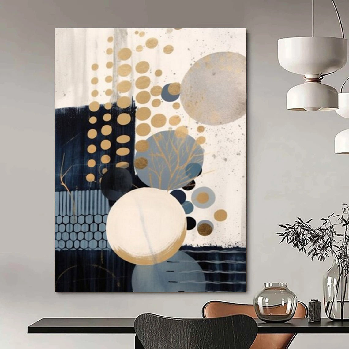 Gold - Dot Minimalist Abstract - Abstract Minimalist Print CT1263