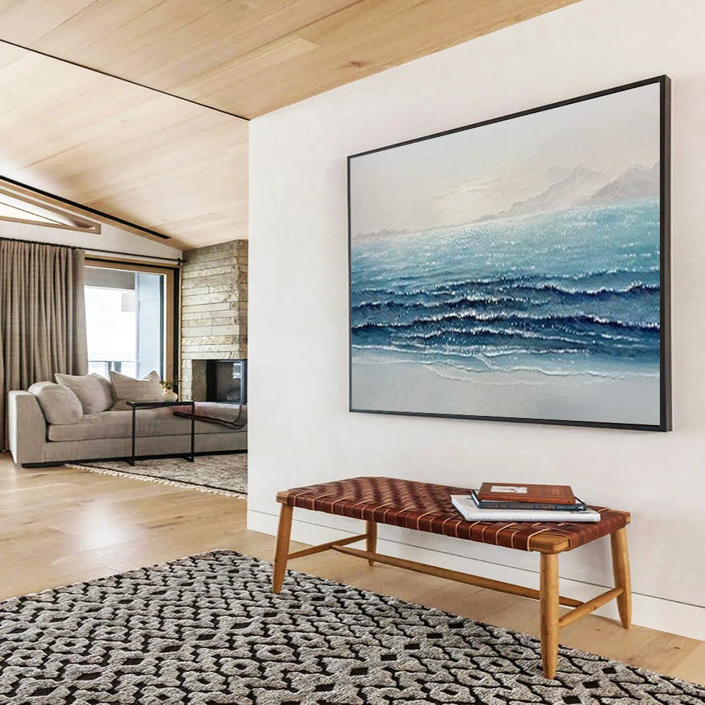 Sparkling Sea Waves - Realist Seascape Painting On Canvas DLZ185