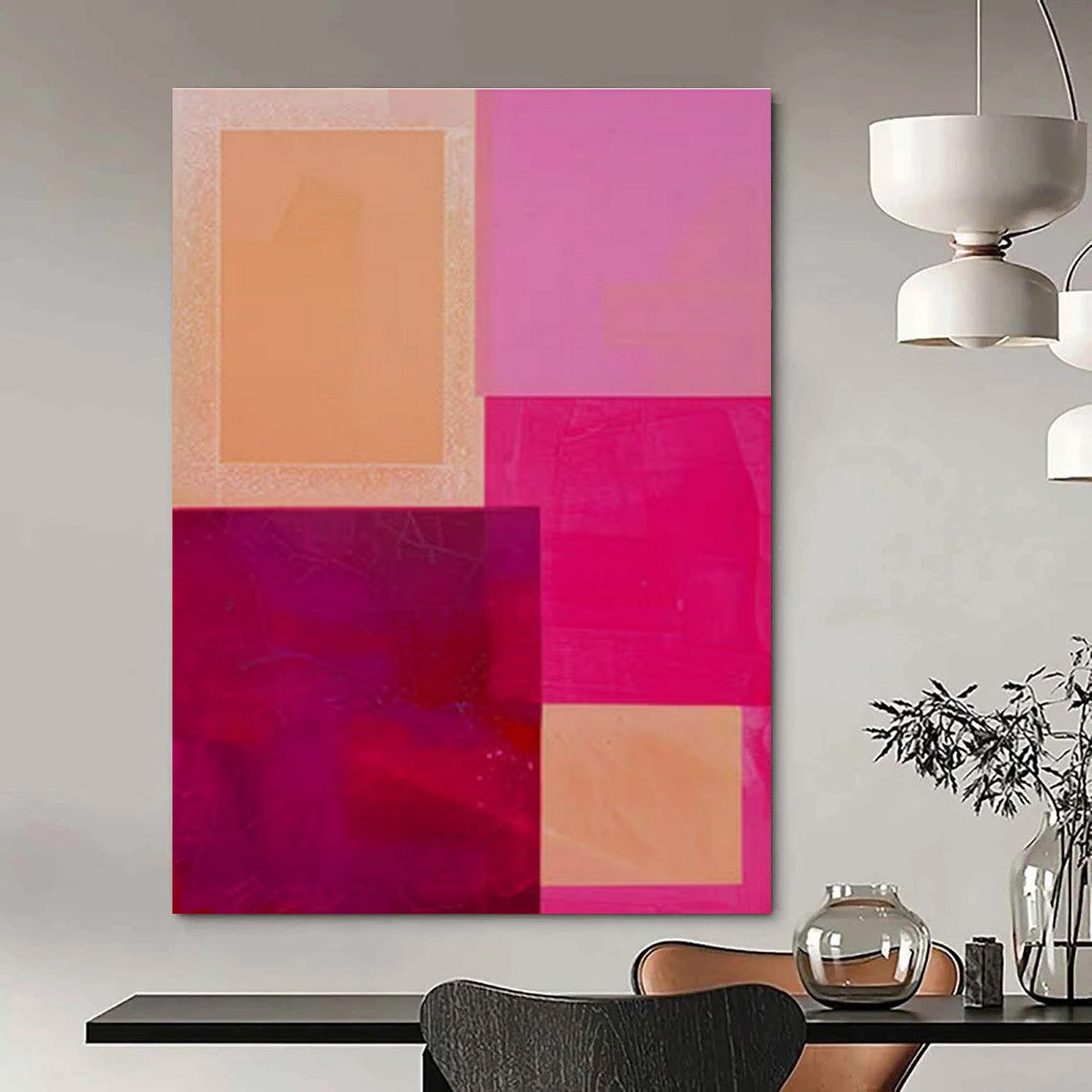 Pink, Purple & Orange Textured Rectangles - "Colorful Layers" - Abstract Textured Painting CT1480