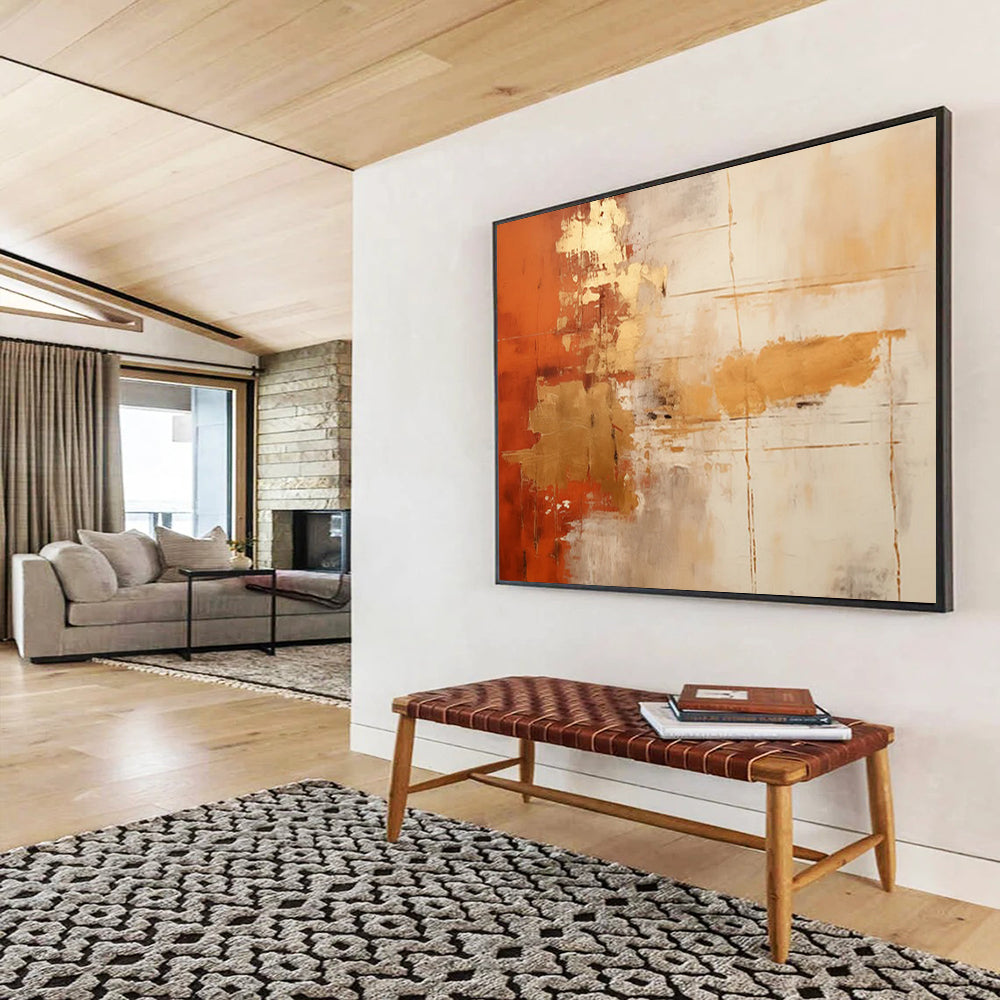 “Warm Tones Abstract Expression” Abstract Painting On Canvas DLZ094