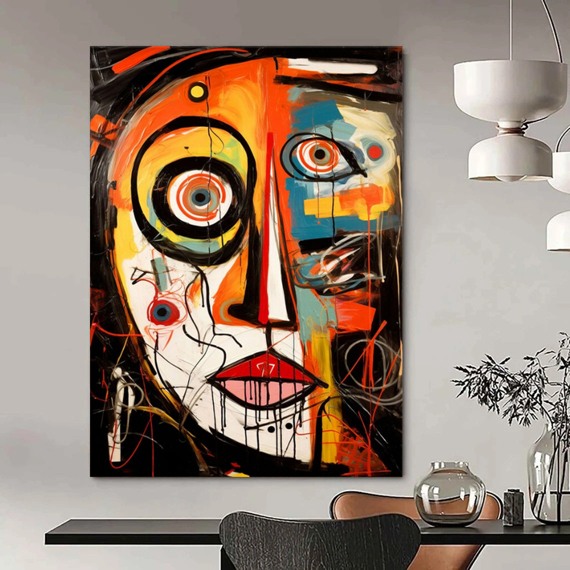 “Abstract Expressionist Face” - Colorful Chaotic Portrait Painting On Canvas CT2211