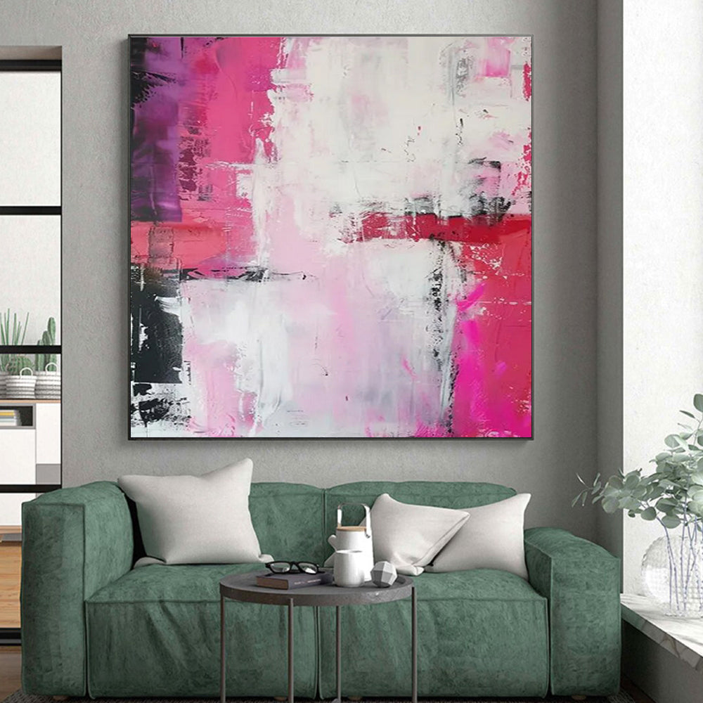 “Pink - Purple - Red Abstract Layers” ,Abstract Acrylic Painting CT0814