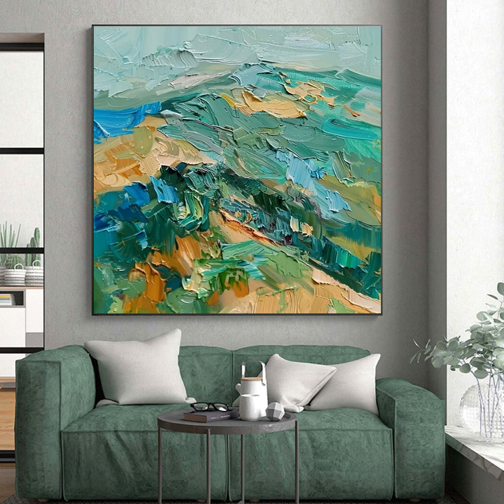 “Colorful Impasto Layers” ,Impasto Abstract Landscape Art CT0911