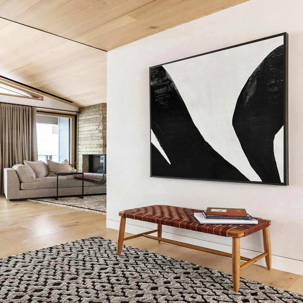 Black and White Minimalist “Bold Avian Silhouettes” Painting On Canvas DKH138