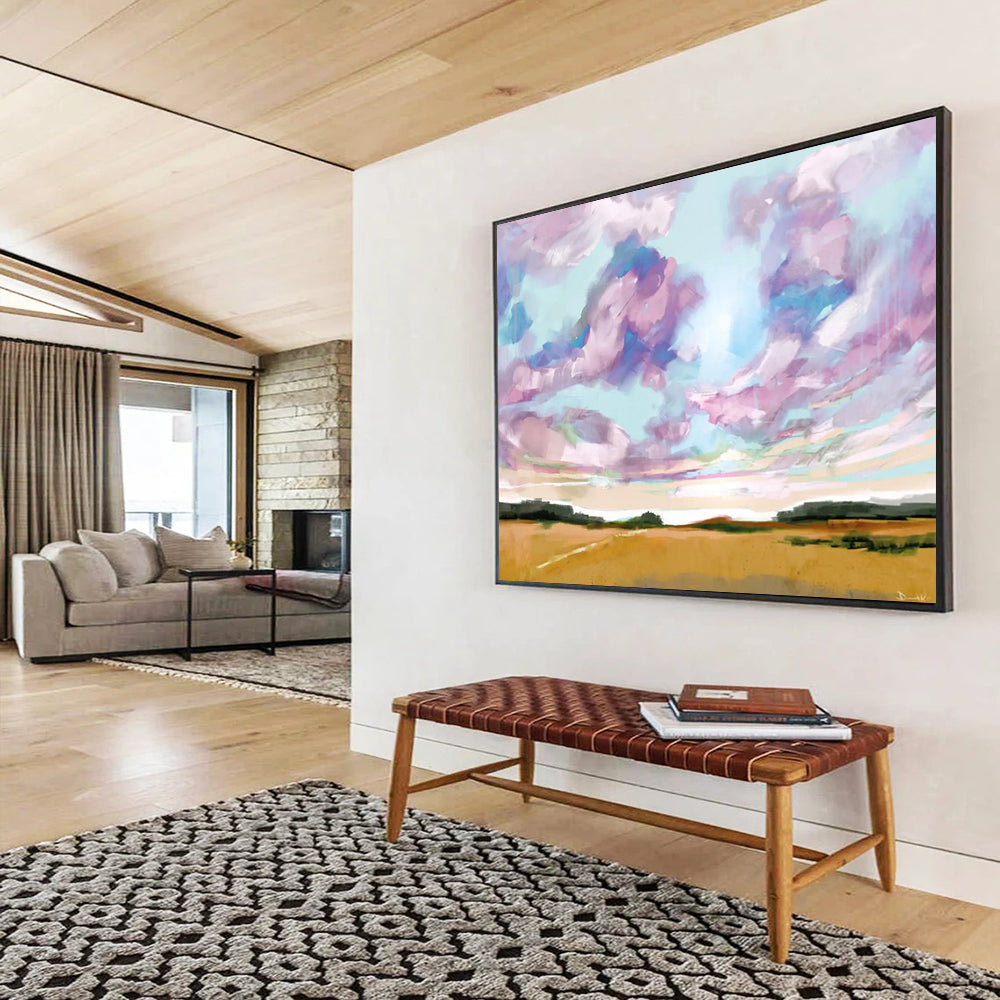 “Vibrant Sky and Field Abstract” Landscape - inspired Abstract Painting On Canvas DLZ149