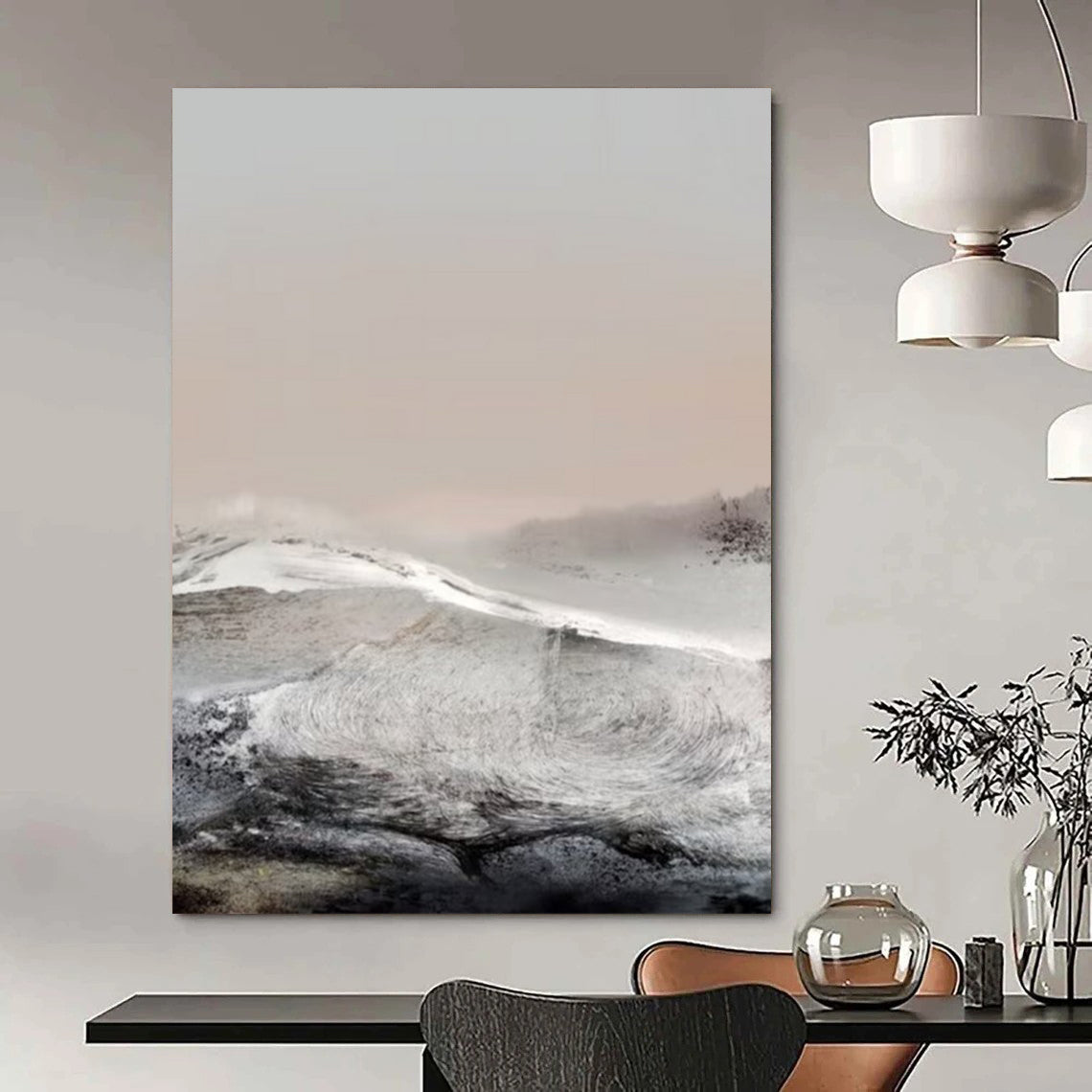 “Misty Monochrome Landscape” - Abstract Landscape Painting On Canvas DTP162