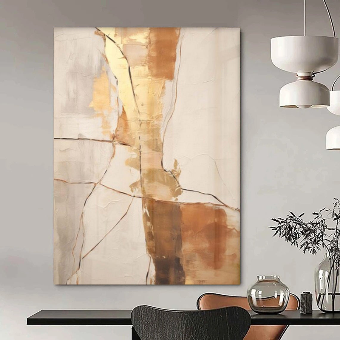 “Textured Gold and Neutral” – Textured Abstract Art CT1052