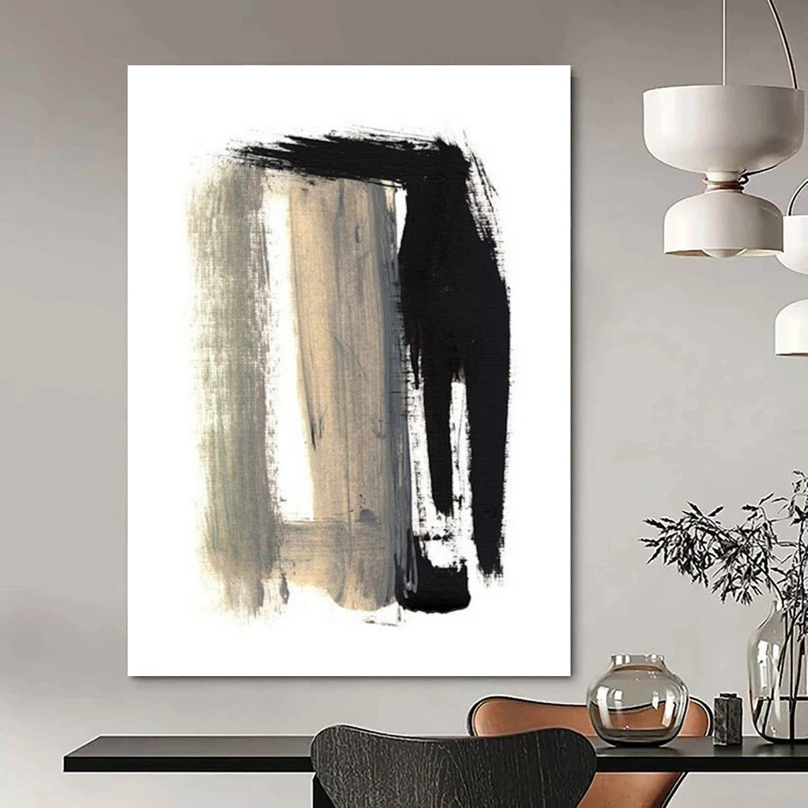 “Monochrome Brushstrokes” - Minimalist Abstract Painting On Canvas DTP157