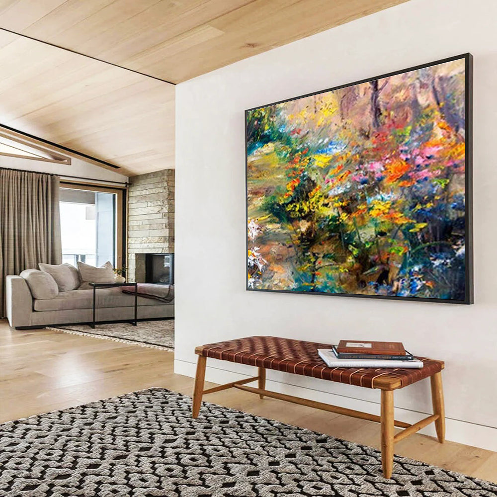 “Colorful Floral Garden” Impressionist Oil Painting On Canvas DKH364