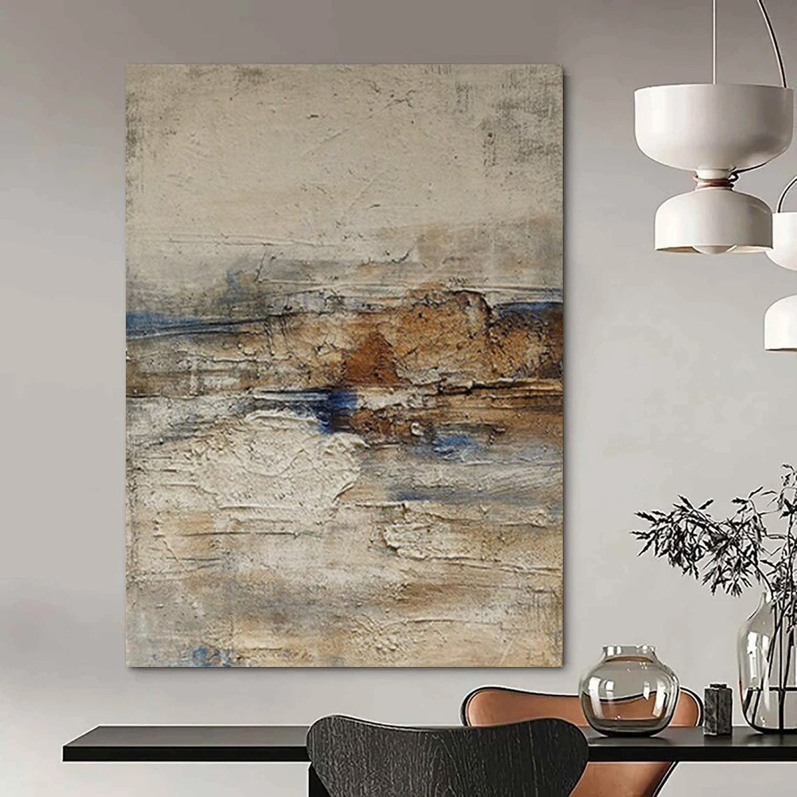 “Beige - Brown & Blue Textured Mix” – Abstract Mixed - Color Art CT0969