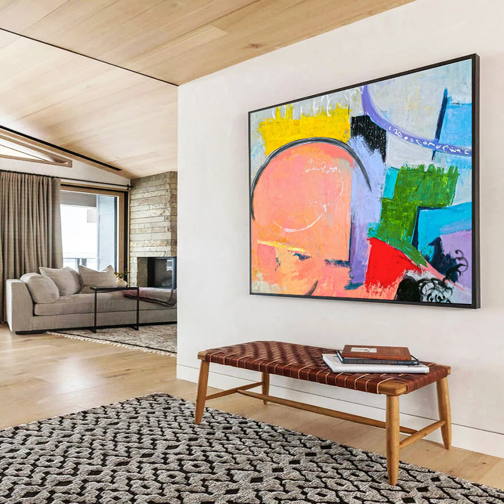 “Color Explosion Geometry” Abstract Acrylic Painting On Canvas DKH560