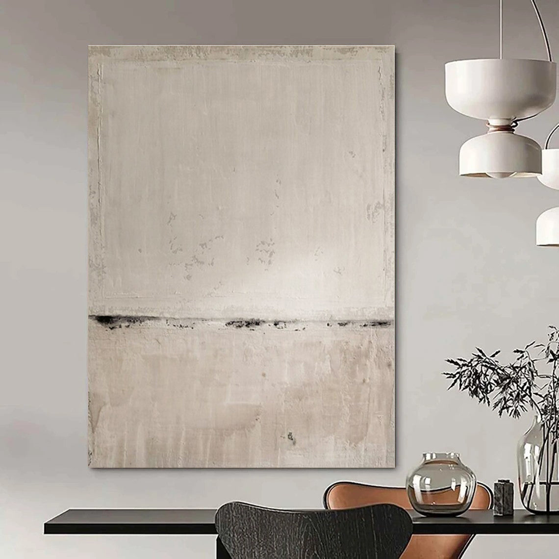 Beige - and - Black Subtle Texture - Minimalist Textured Acrylic Painting CT1370