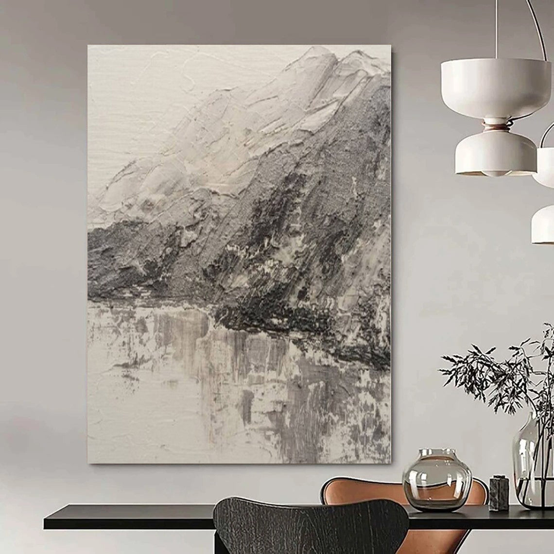 “Black - White Textured Landscape” – Impasto Landscape Painting CT1200