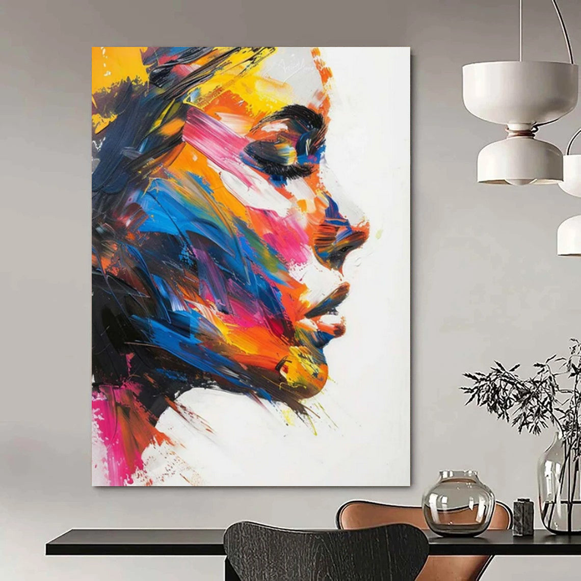 “Colorful Portrait 1” - Vivid Abstract Portrait Painting On Canvas CT2243
