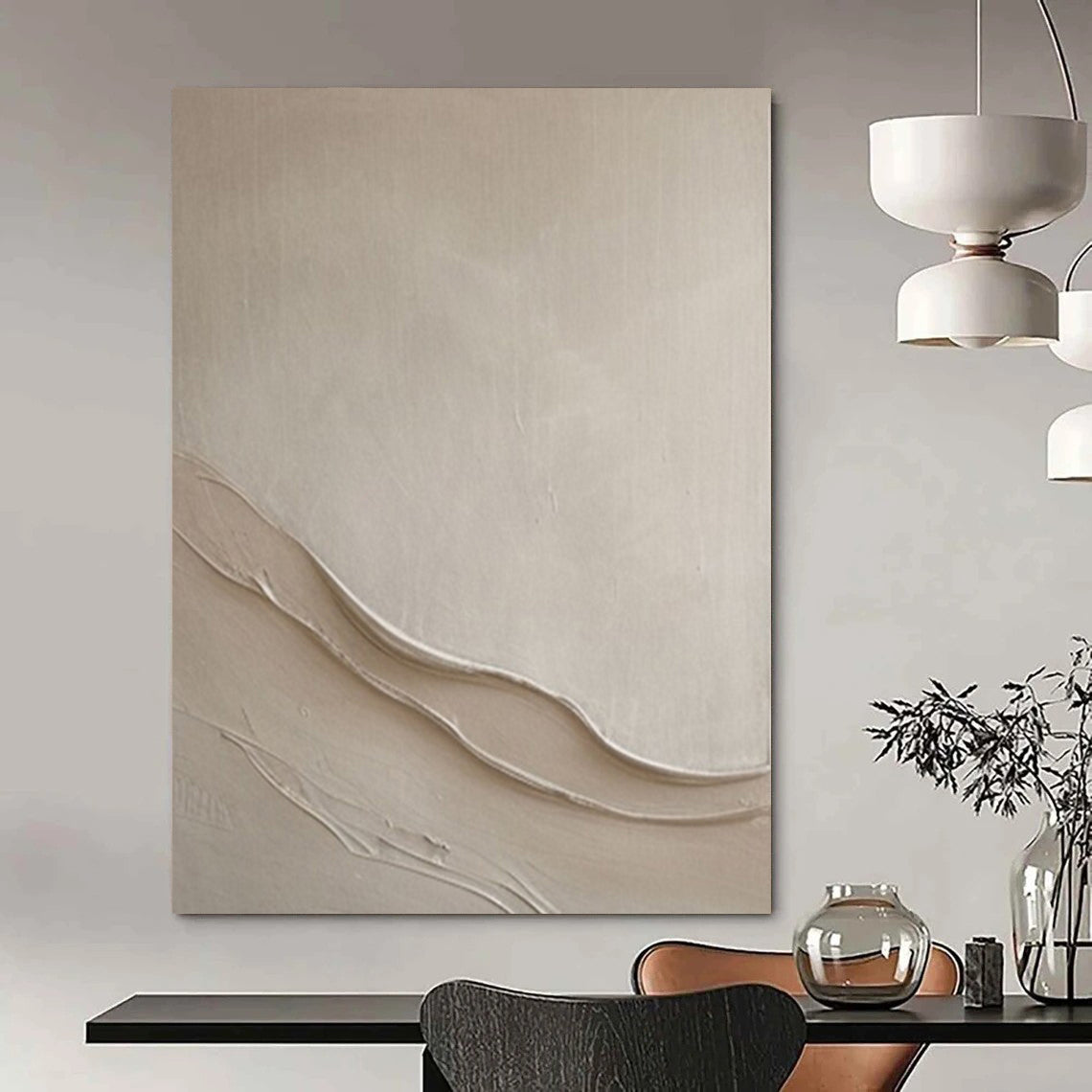 “Subtle Beige Textured Waves” – Minimalist Textured Painting CT1068
