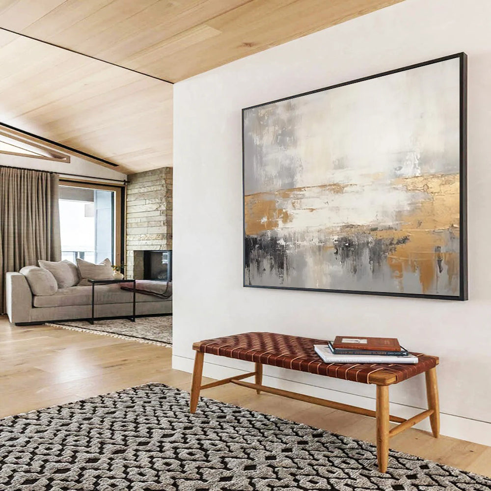 “Gilded Abstract Horizon” Abstract Painting On Canvas DLZ108