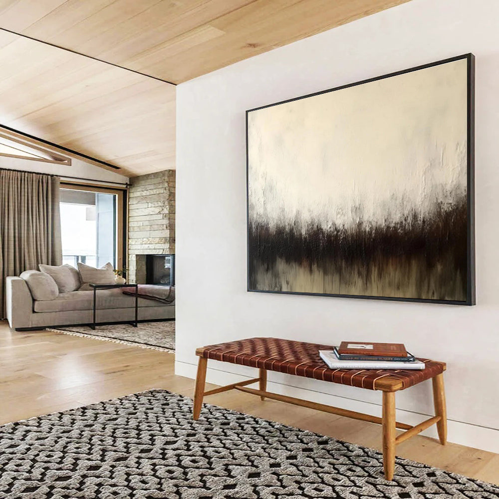“Dark Brown & Gray Misty Forest” Abstract Landscape Painting On Canvas DKH333