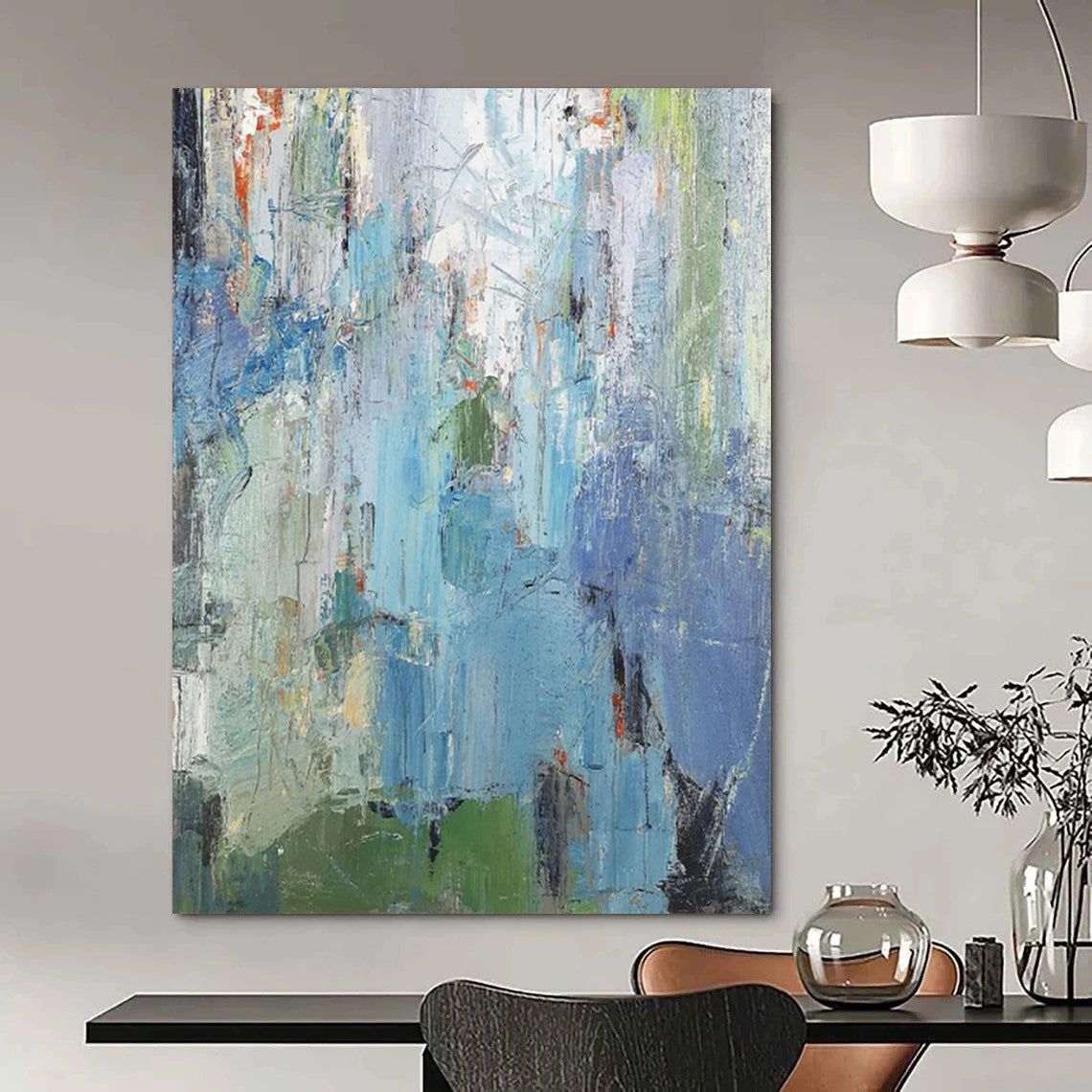 Blue - Green Abstract Layers - Textured Color - Blend Painting On Canvas CT2273