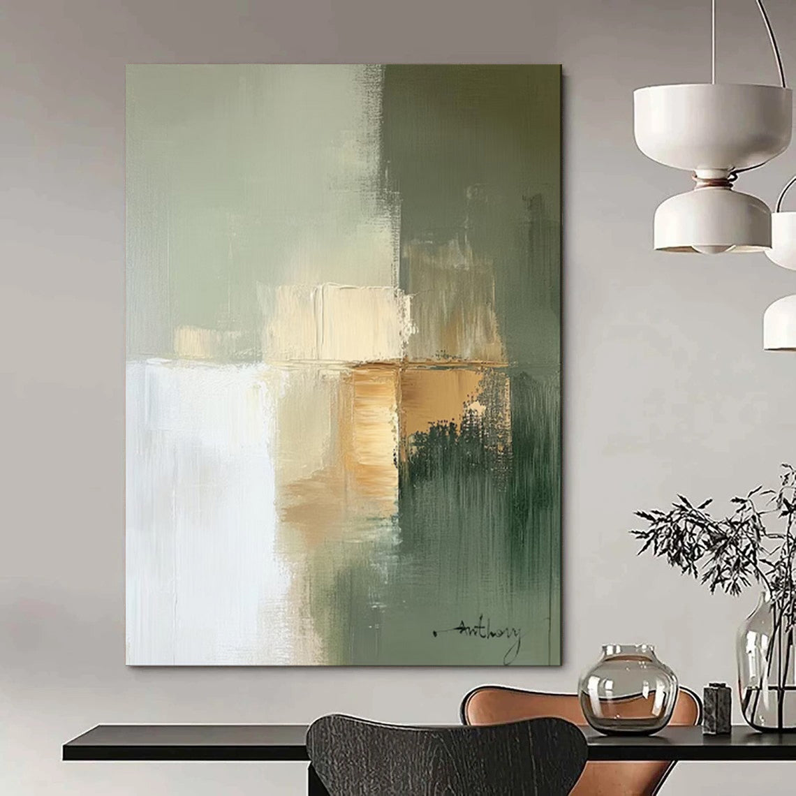 “Muted Tones Abstract Blocks” – Minimalist Acrylic Composition CT2081
