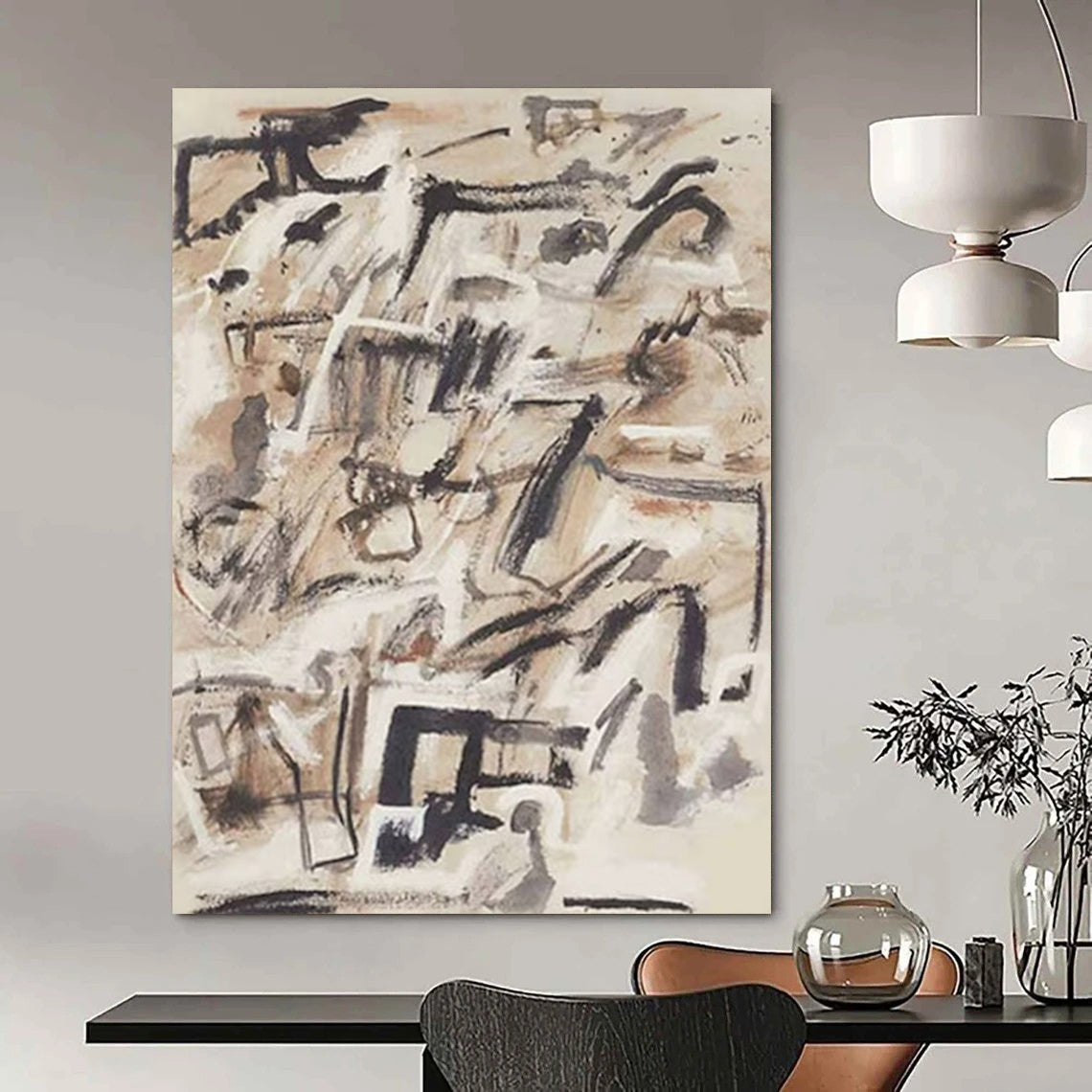 “Brown - Gray Abstract Chaos” - Abstract Expressionist Painting On Canvas DTP143