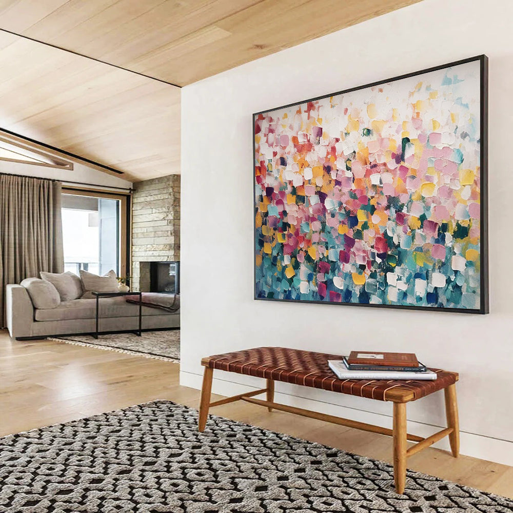 “Vibrant Dot Fusion” Abstract Pointillism Painting On Canvas DLZ162
