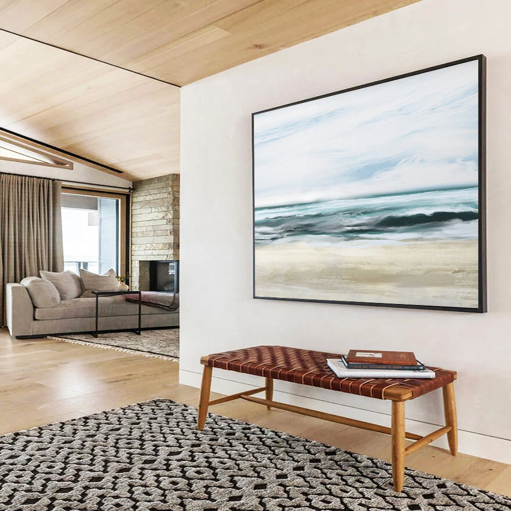 “Calm Blue Ocean Waves” Seascape Oil Painting On Canvas DLZ128