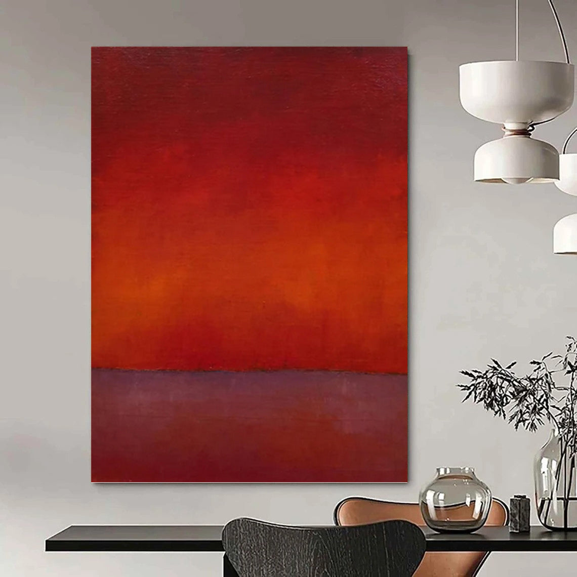 “Red & Purple Gradient Layers” - Gradient Color Field Painting On Canvas DKH1615
