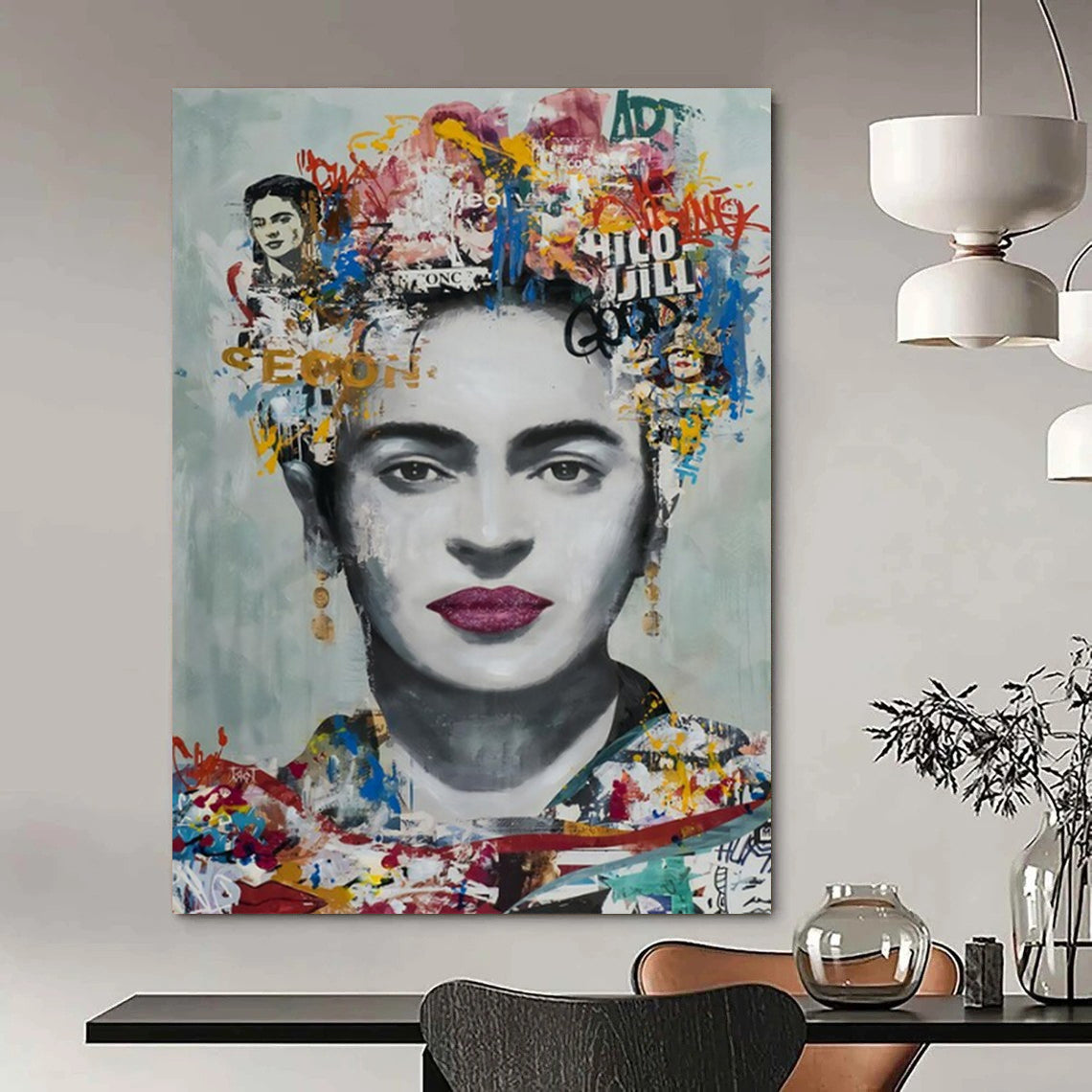 “Frida - Inspired Collage Portrait” - Colorful Collage Portrait Painting On Canvas CT2184