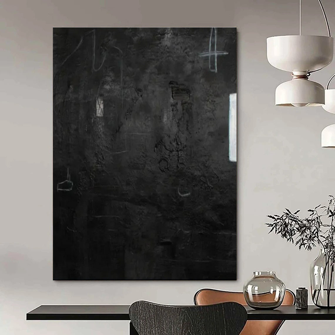 Dark Textured Abstract - Textured Abstract Acrylic Painting CT1416