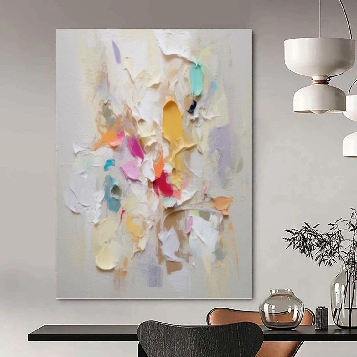 “Pastel Impasto Burst” - Multicolor Textured Painting On Canvas DKH0973
